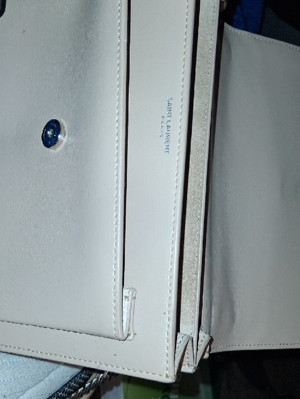 Saint Laurent Beige Leather YSL Chain Crossbody Bag - Picture 7 of 12